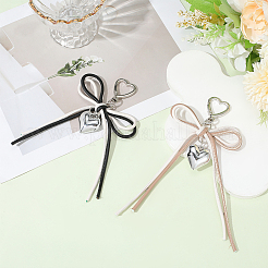 2 шт. 2-цветный сплав сердца и искусственная кожа бант подвеска украшения&nbsp;FIND-GF0008-39