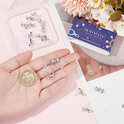 20 шт. фурнитура для сережек-гвоздиков со стразами и бантом из сплава&nbsp;EJEW-SC0001-49