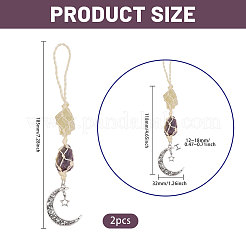 2 Stück hängende Sonnenfänger aus natürlichen Amethyst- und Citrin-Nuggets&nbsp;AJEW-GL0003-29