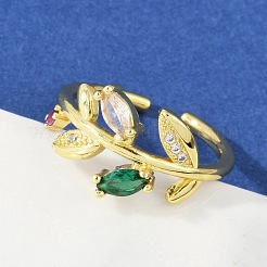 Манжеты из латуни с микро паве кубический цирконий для женщин&nbsp;RJEW-S400-05G