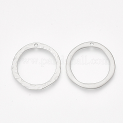 滑らかな表面の合金ペンダント  リング  つや消しプラチナ  33x32.5x2mm  穴：1.8mm&nbsp;PALLOY-T067-73MP