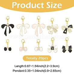 20 шт. 10 стиля подвесных украшений из эмалевого сплава в виде банта&nbsp;HJEW-YW00264