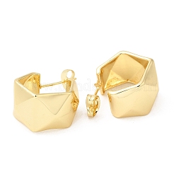 Круглые серьги-пусеты из латуни с граненой отделкой&nbsp;EJEW-K248-05G