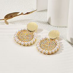 Серьги-гвоздики из пластикового сплава с жемчугом FS-WG98DC8-01