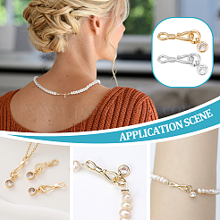 12 шт. застежки-крючки и S-образные крючки из латуни с микропаве из прозрачного кубического циркония двух цветов KK-PH0013-34