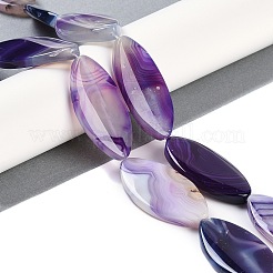 Нити натуральных фиолетовых агатовых бусин с полосками&nbsp;G-C141-A01-02