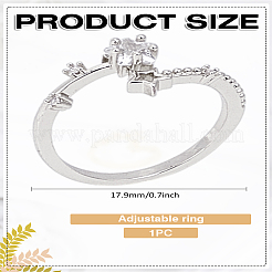 1 шт. кольца для женщин из сплава с микропаве из прозрачного кубического циркония&nbsp;RJEW-LP0002-16P
