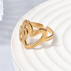 Кольца-манжеты из нержавеющей стали 304 с полым сердцем для женщин&nbsp;RJEW-A091-23G