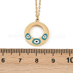 Женские ожерелья с подвеской-кольцом от сглаза из нержавеющей стали 304 NJEW-G176-04G