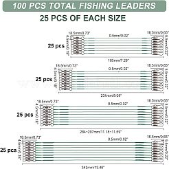 鋼の釣り糸のリーダー  スイベルとスナップ付きの釣り糸ワイヤーリーダー  グリーン  185~342mm  100個/セット&nbsp;FIND-FH0001-02B