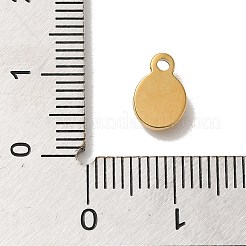 304ステンレススチールガラスペンダント  フラットラウンド  14KGP本金メッキ  ライラック  9x6x2.5mm  穴：1.8mm&nbsp;STAS-B074-02G-02