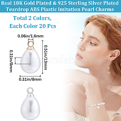 40 шт. 2-х цветные подвески из АБС-пластика с имитацией жемчуга KK-BBC0011-98