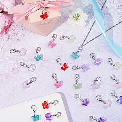 96шт. 12-х цветные стеклянные подвески в виде бабочек&nbsp;HJEW-HS00002