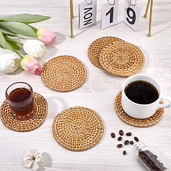 Tapis de tasse en rotin&nbsp;AJEW-CP0010-74