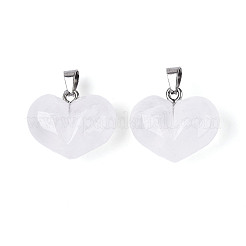 Массивные подвески в форме сердца из натурального кварцевого кристалла&nbsp;G-T143-19A