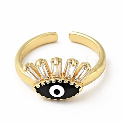 Открытое кольцо-манжета с эмалированным конским глазом и прозрачным кубическим цирконием RJEW-A008-01G