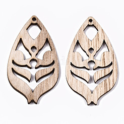 Необработанные полые деревянные большие подвески WOOD-N006-96