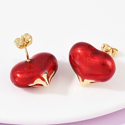 Латунные серьги-гвоздики в форме сердца EJEW-C152-05A-01