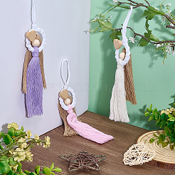 3 шт. 3 цвета ручной работы из хлопка макраме в виде ангела&nbsp;HJEW-PH02193