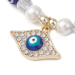 Pulseras de cuentas trenzadas de jade de Malasia de color azul teñido natural y perlas de concha redonda&nbsp;BJEW-JB10718-01