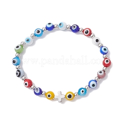 Браслеты ручной работы из бусин-лэмпворк от сглаза для женщин BJEW-JB12290-01