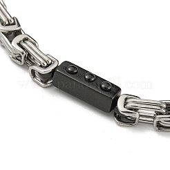 Bracciale bicolore in acciaio inossidabile 201 a forma rettangolare e catena bizantina&nbsp;BJEW-B078-40BP