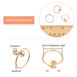 40 шт. 2-х цветные латунные оправы для колец со стразами KK-AR0002-12
