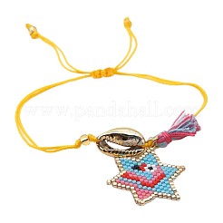 Женские браслеты-плетения с геометрическим узором «звезда из бисера Миюки» в богемном этническом стиле с подвеской в виде фламинго&nbsp;ZA1517