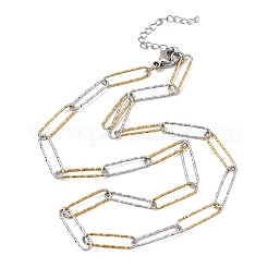Collares de cadena texturizada de acero inoxidable 304 de dos tonos de 5 mm para mujeres y hombres&nbsp;SA-CBA37BC-20GP