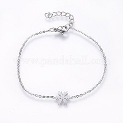 304ステンレススチールジュエリーセット  ペンダントネックレス＆スタッドピアス＆ブレスレット  スノーフレーク  ミックスカラー  16.54インチ（42cm）  7-1/8インチ（18cm）  10.5x9x1mm  ピン：0.8mm&nbsp;SJEW-H138-16