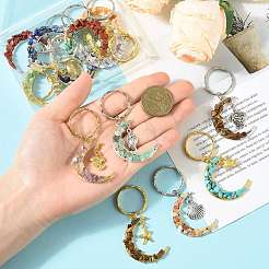 7 брелок в виде луны из натуральных и синтетических драгоценных камней&nbsp;KEYC-FS00046-02