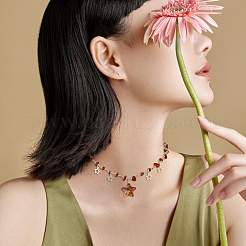 3 шт. 3-цветные ожерелья с подвесками в виде звезд из пластика и сплава с цепочками из бисера ccb NJEW-FI0001-34