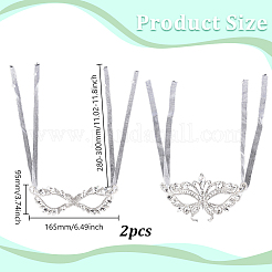 2 шт. 2 стиля маски для лица из сплава со стразами для вечеринок&nbsp;AJEW-AR0004-83