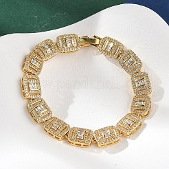 Латунные прямоугольные звенья с микропаве из прозрачного кубического циркония для женщин BJEW-C100-01G