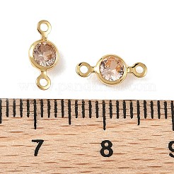 Breloques connecteurs plates rondes en laiton pavé de zircone cubique shegrace&nbsp;XGRQ2O883-442B-G