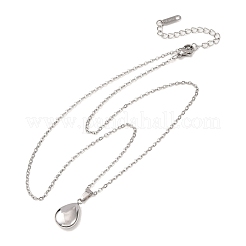 Halsketten mit tropfenförmigem Anhänger aus Edelstahl 304 an einer Kabelkette für Damen und Herren&nbsp;NJEW-K308-02B-P
