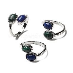Кольца из натурального малахита и лазурита&nbsp;RJEW-A068-02P-01