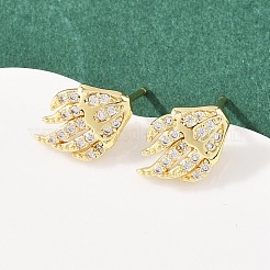 Комплект из латунного кулона и серег-гвоздиков с микропаве из кубических цирконий для женщин SJEW-F227-01L-G