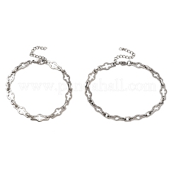 2 шт. 2 стиля браслетов из полой сшитой цепочки из нержавеющей стали 304 для пары BJEW-JB12293