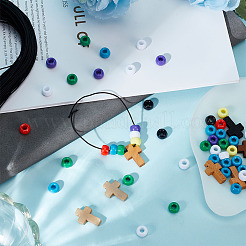 Набор для самостоятельного изготовления браслета из дерева с непрозрачными пластиковыми бусинами DIY-DR0001-73