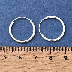 真鍮製フープピアス  カドミウムフリー＆鉛フリー  リング  925銀メッキ  18x1.5mm&nbsp;EJEW-G474-01S-02