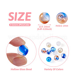 10 шт. 5-цветные прозрачные бусины-шарики из выдувного стекла ручной работы&nbsp;GLAA-PJ0001-04