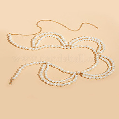 Цепочки для талии и живота из искусственного жемчуга из сплава и пластика с круглыми бусинами и кисточками для женщин FS-WG37427-01