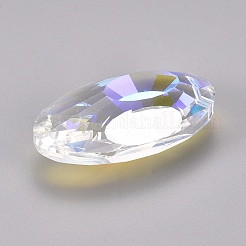 クリアガラスペンダント  シャンデリアクリスタル吊り下げペンダント用  多面カット  オーバル  クリアAB  48x29x15mm  穴：2mm&nbsp;GLAA-WH0015-34A