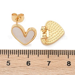 Серьги-гвоздики в форме сердца из натуральных ракушек&nbsp;LS-EJEW-K251-09G