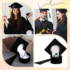 4 шт. бархатные коробки для хранения колец в форме докторской шляпы CON-SC0001-18A