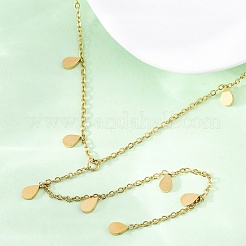 Ожерелья с каплевидными кисточками из нержавеющей стали 304 NJEW-R026-24G