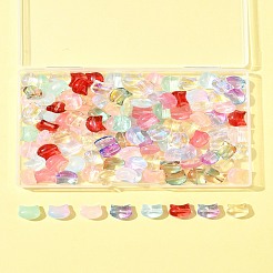 110 шт. 11-цветные прозрачные стеклянные бусины-спрей GLAA-FS0002-15