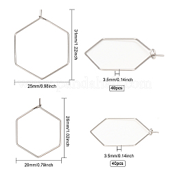 80 шт. 2 стиля фурнитуры для сережек-колец из нержавеющей стали 304 STAS-CA0001-93