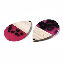 Colgantes de resina transparente y madera de nogal&nbsp;RESI-T035-29B